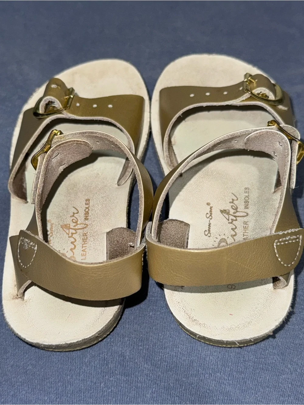 Salt Water Sandals by Hoy Girls Gold Metallic Buckle Sandals